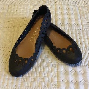 LC Lauren Conrad Cutout Scalloped Ballet Flat Navy 6.5